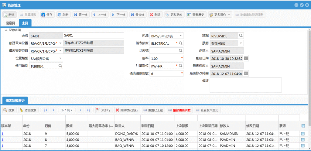 SAMEX EAM 能源管理功能界面
