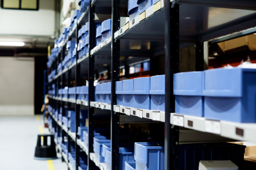 Well-organized MRO inventory warehouse — effective spare parts management prevents costly stockouts
